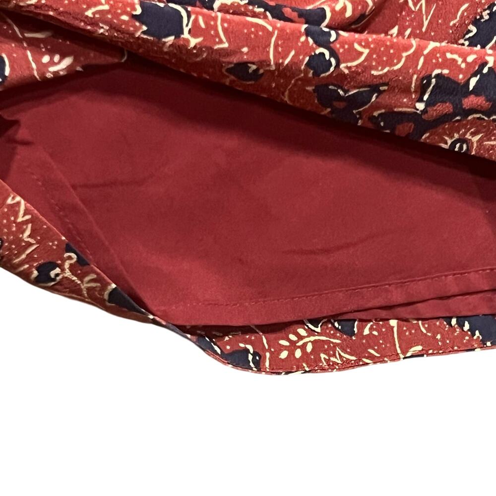 Madewell Silk Baby Doll Dress Assam Floral Red Blue Boho Lace-up Neck Size XXS - Picture 8 of 9